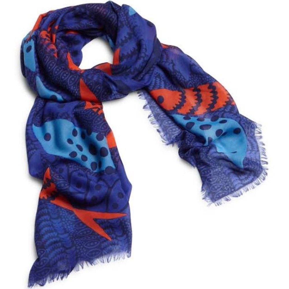 Vera Bradley Cobalt Fish Poly Scarf
